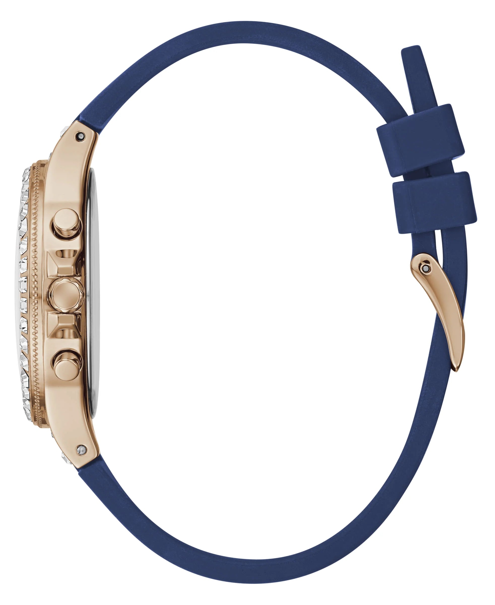 Montre Femme Guess Moonlight Diamonds White Dial Blue Rubber Strap - Zaphyr Montres Tunisie
