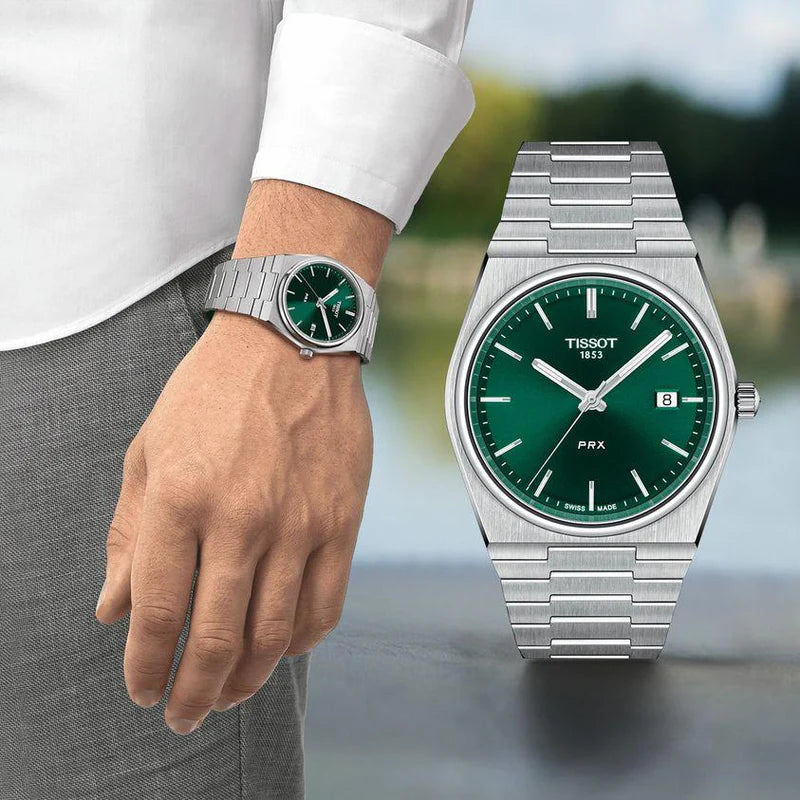 Montre Homme TISSOT PRX - Argent Vert - Zaphyr Montres Tunisie