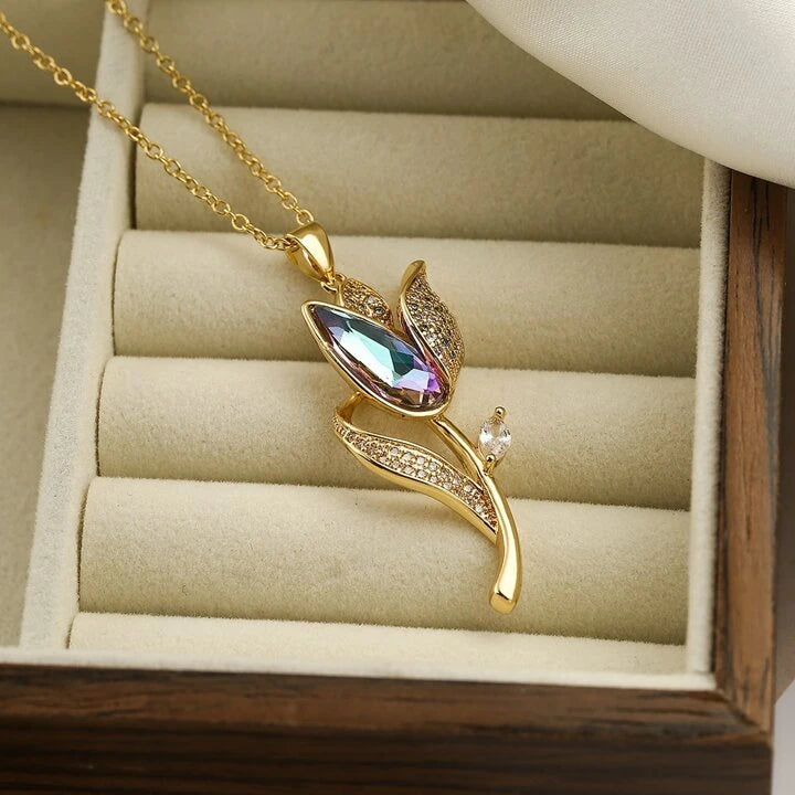 Collier Femme Tulip Flower Stainless Steel