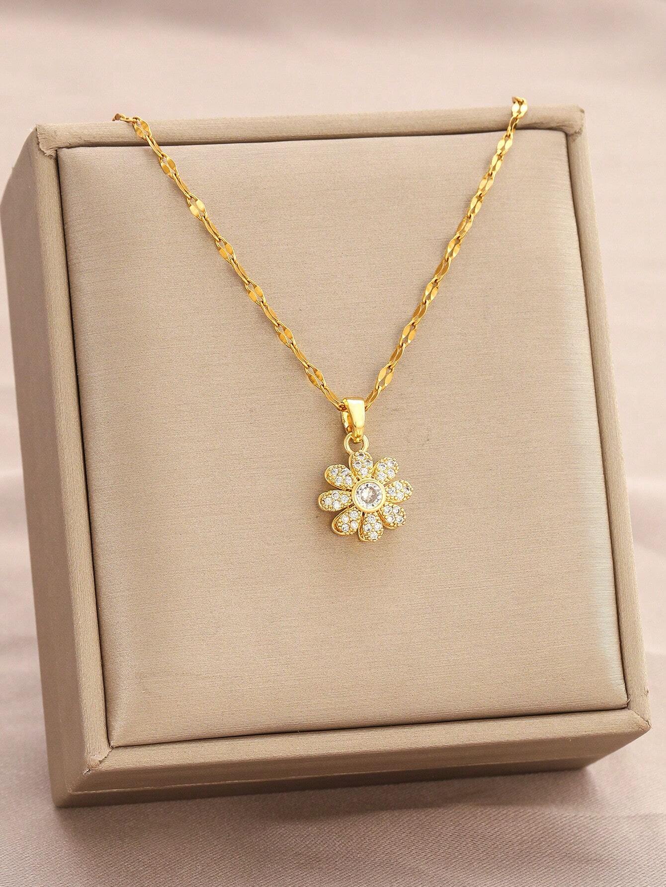 Collier Femme White Flower Stainless Steel