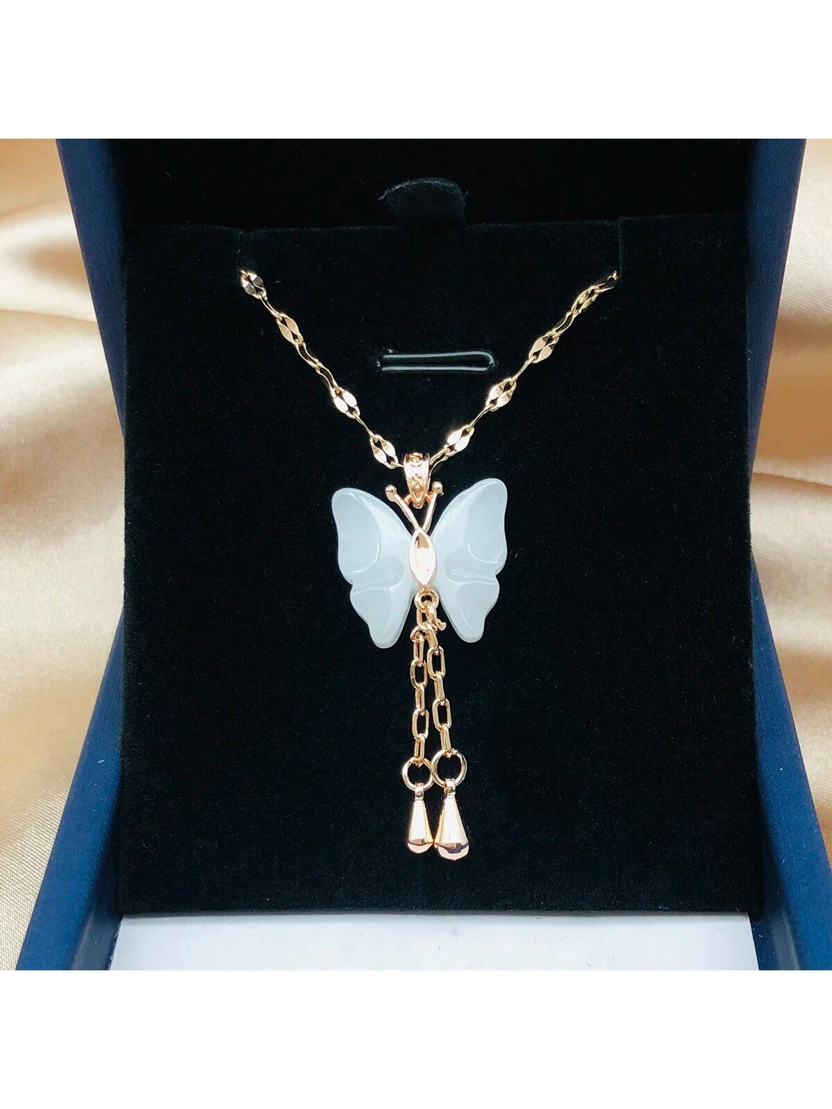 Collier Femme White Butterfly Stainless Steel