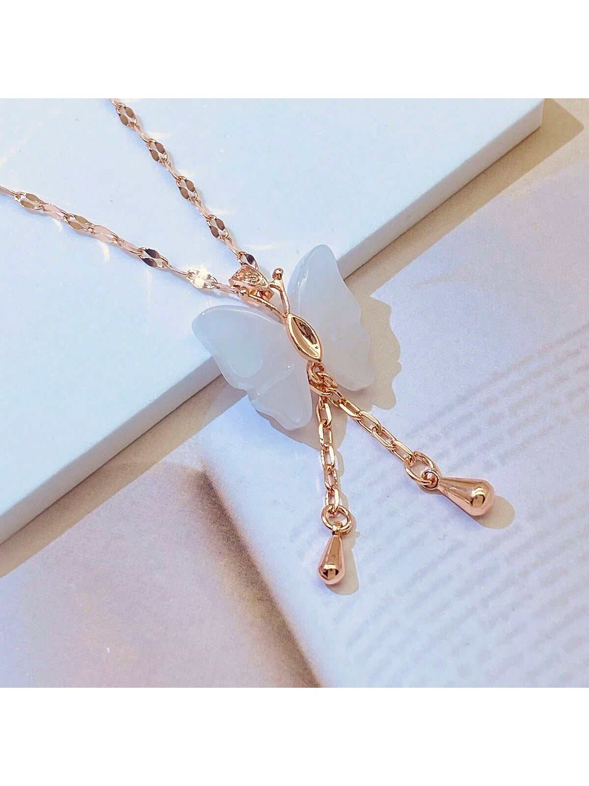 Collier Femme White Butterfly Stainless Steel