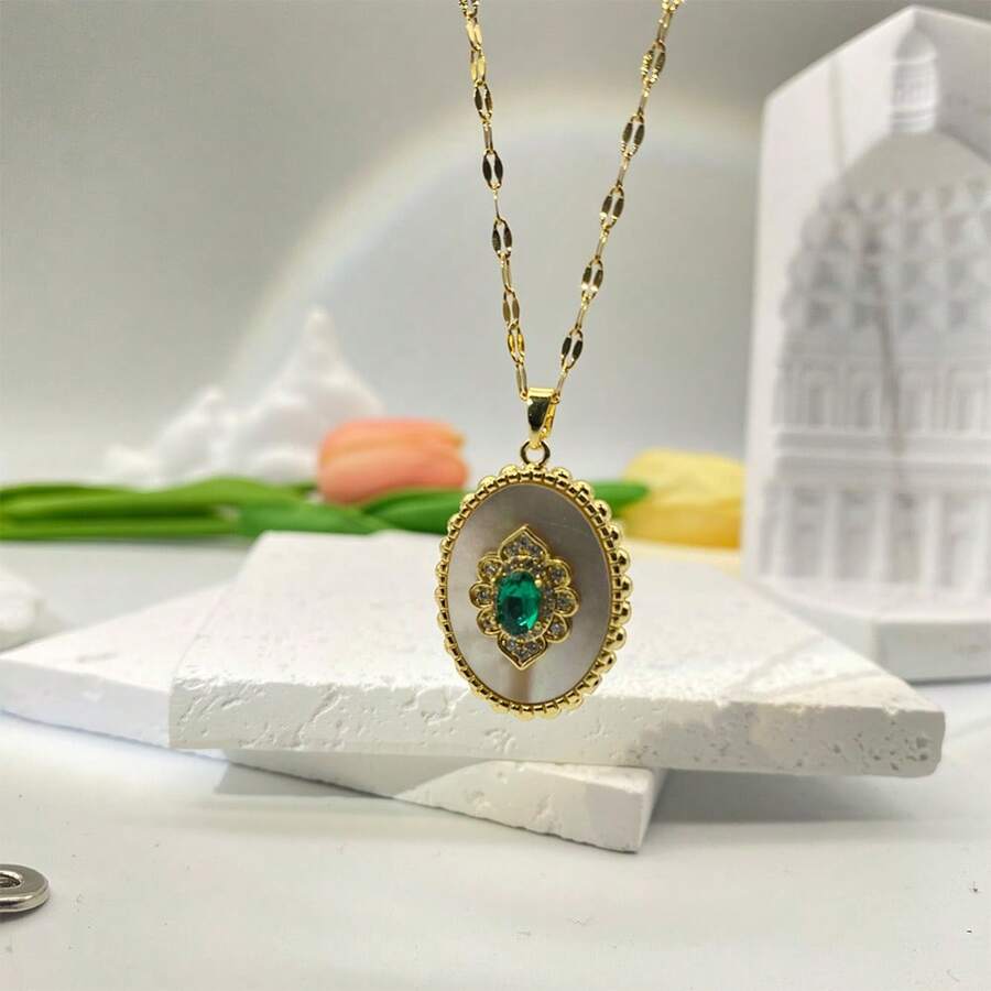 Collier Femme Green Dimond Stainless Steel
