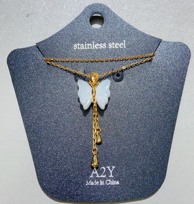 Collier Femme White Butterfly Stainless Steel