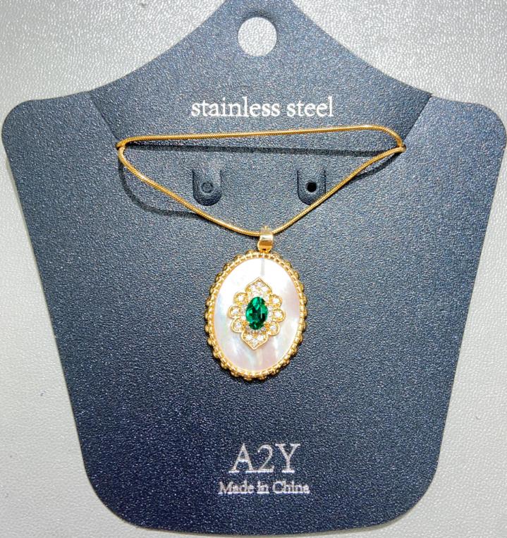 Collier Femme Green Dimond Stainless Steel