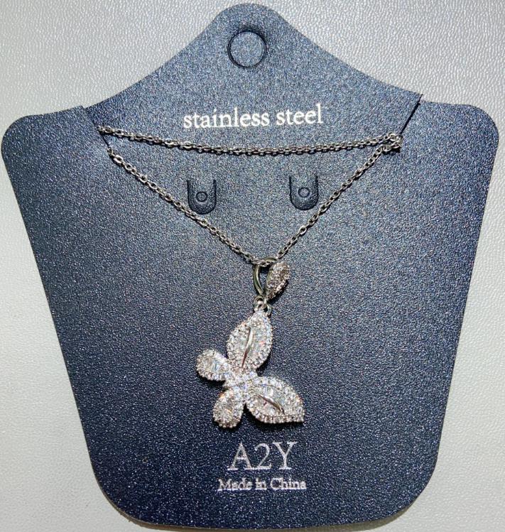 Collier Femme Silver Butterfly Stainless Steel