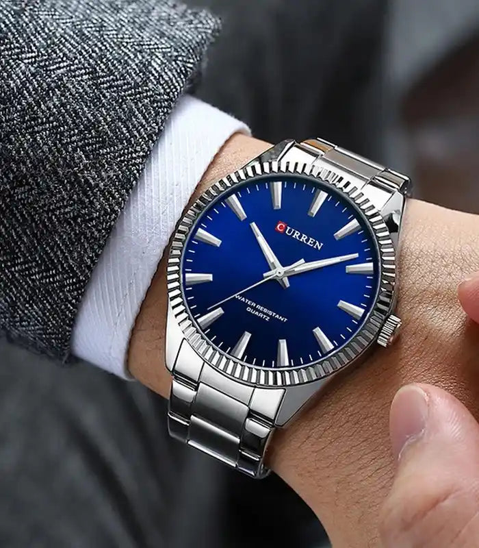 Montre Homme Curren Analog 8425 Fond Bleu - Zaphyr Montres Tunisie
