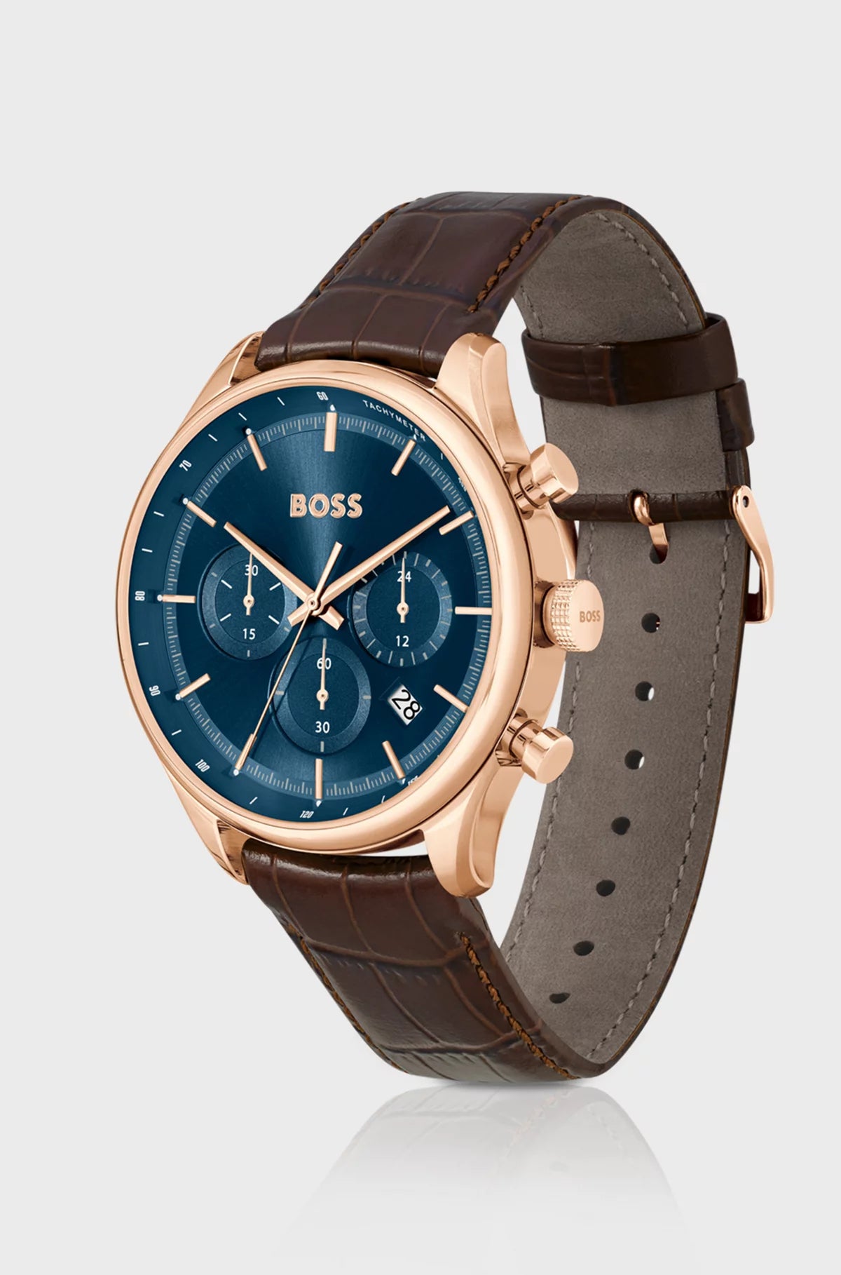 Montre Homme Hugo Boss Gold-tone leather strap - Zaphyr Montres Tunisie