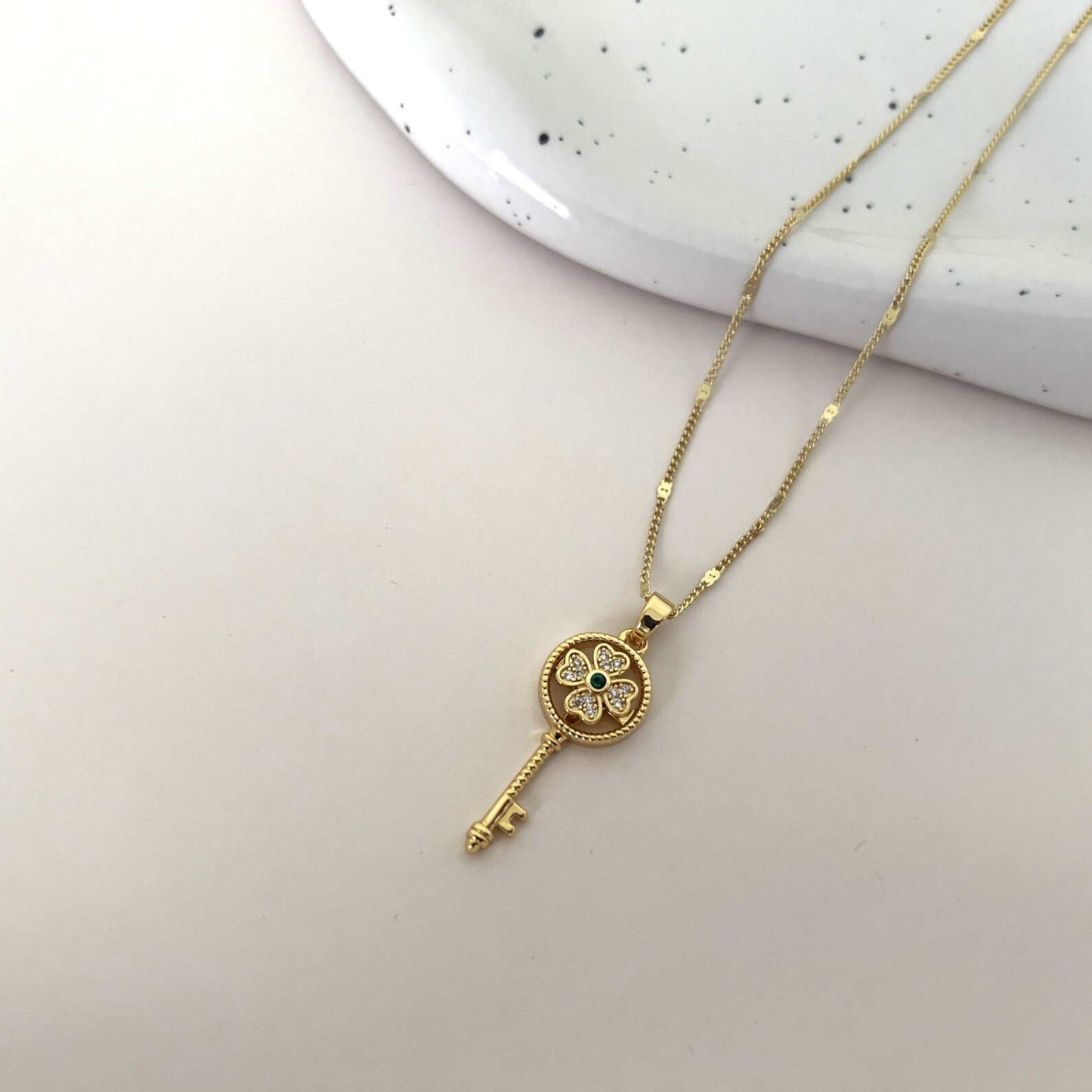 Collier Femme Flower Key Stainless Steel