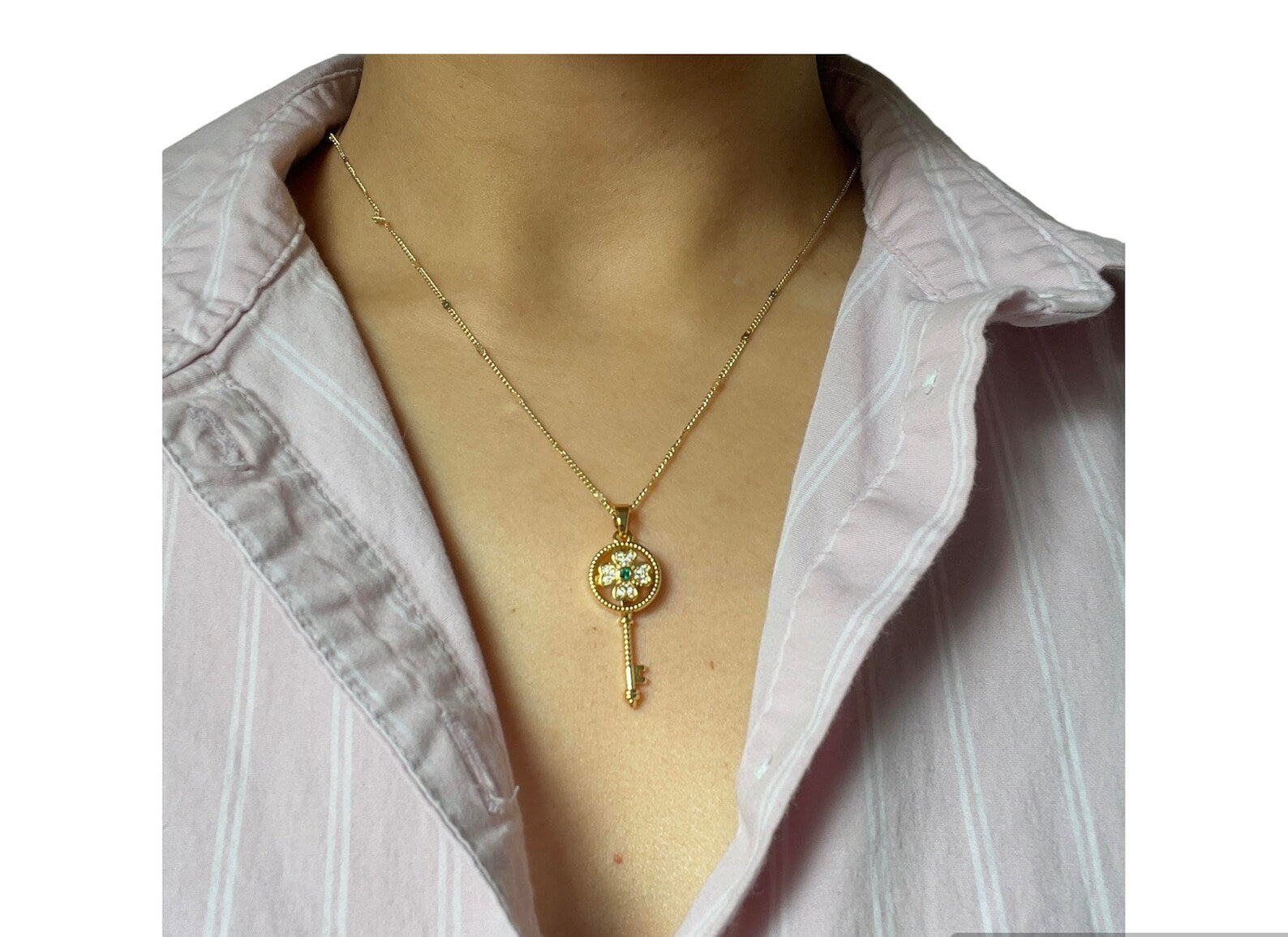 Collier Femme Flower Key Stainless Steel